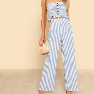 Blue Stripped Pants Set